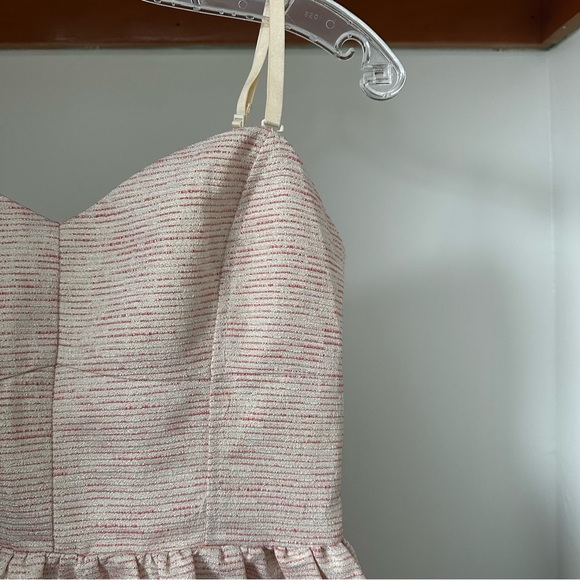 Aritzia Talula pink & cream striped strapless/spaghetti strap dress size 8 - Picture 2 of 6